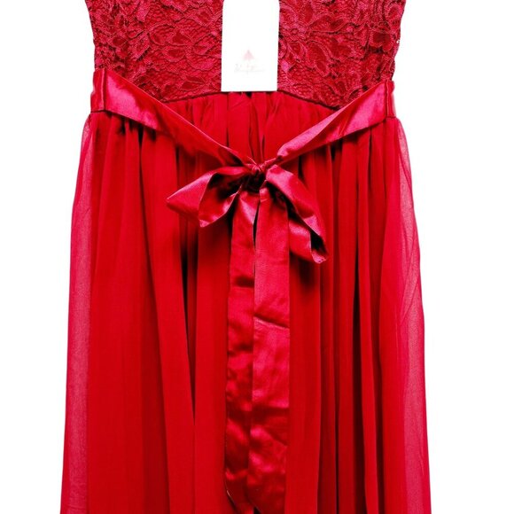 Sleeveless Dress Red Lace Chiffon Long Berylove Evening Gown Satin Patty prom M - Picture 16 of 16